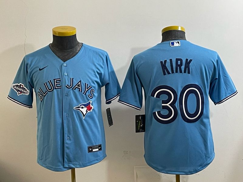 Youth 2025 Nike Toronto Blue Jays #30 Kirk Light Blue Game MLB Jersey 04->youth mlb jersey->Youth Jersey